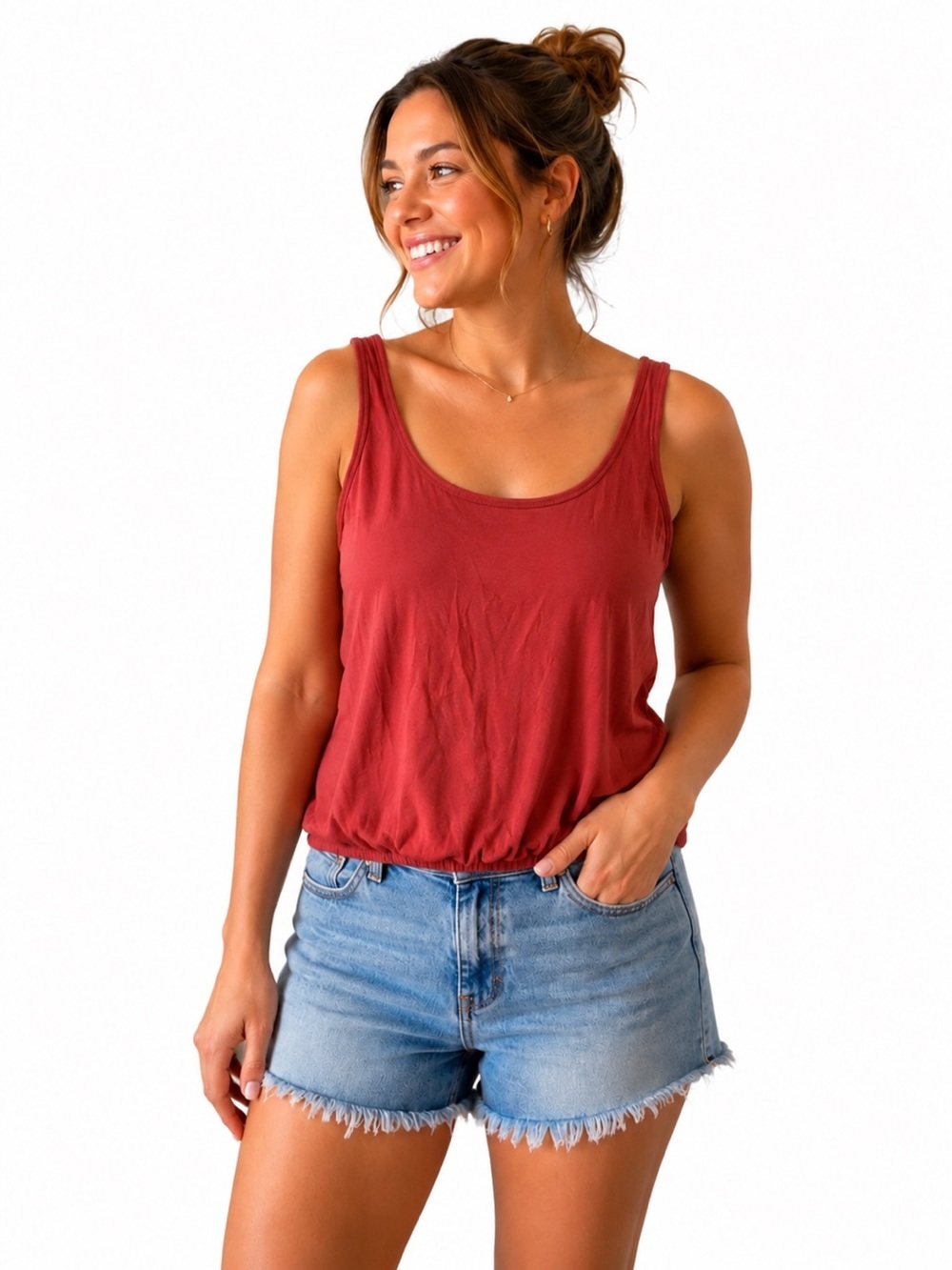 We The Free by Free People twist-hem cropped tank top in Heather rustic color